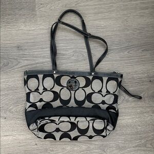 Coach Black and Gray Patterned Tote